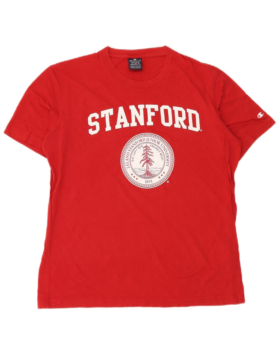 Champion Herren Stanford Graphic T-Shirt Top Mittelrote Baumwolle