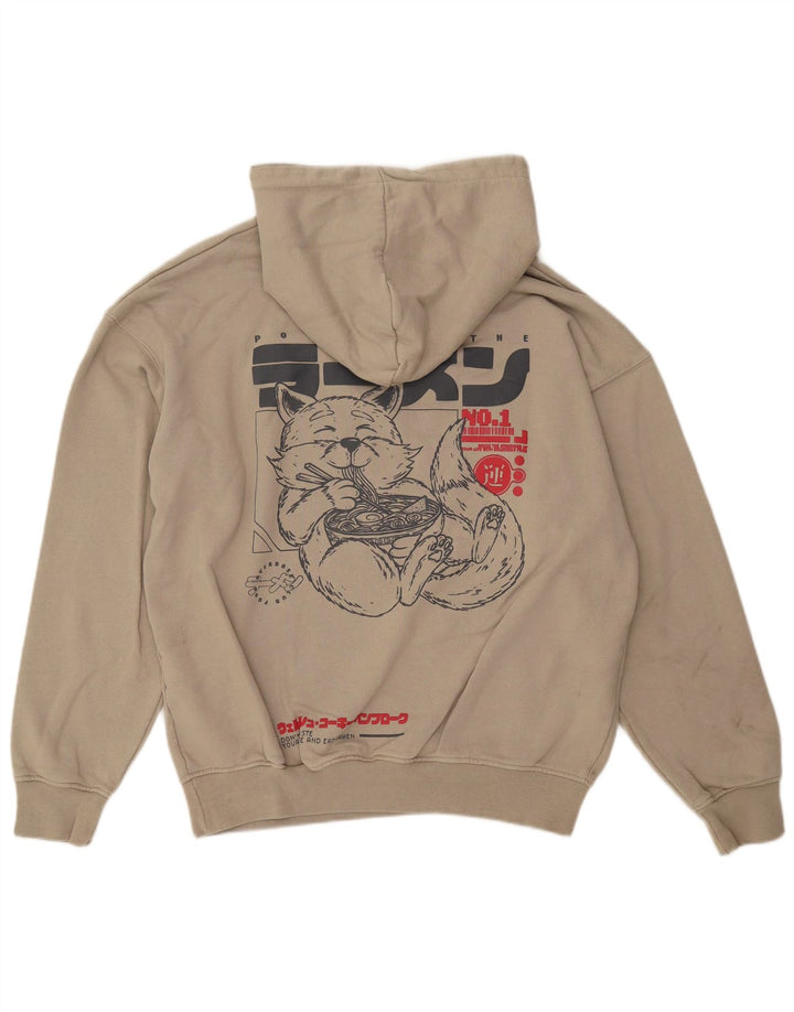 Cropp Herren-Kapuzenpullover mit Grafik, lockerer Passform, Mittelbeige