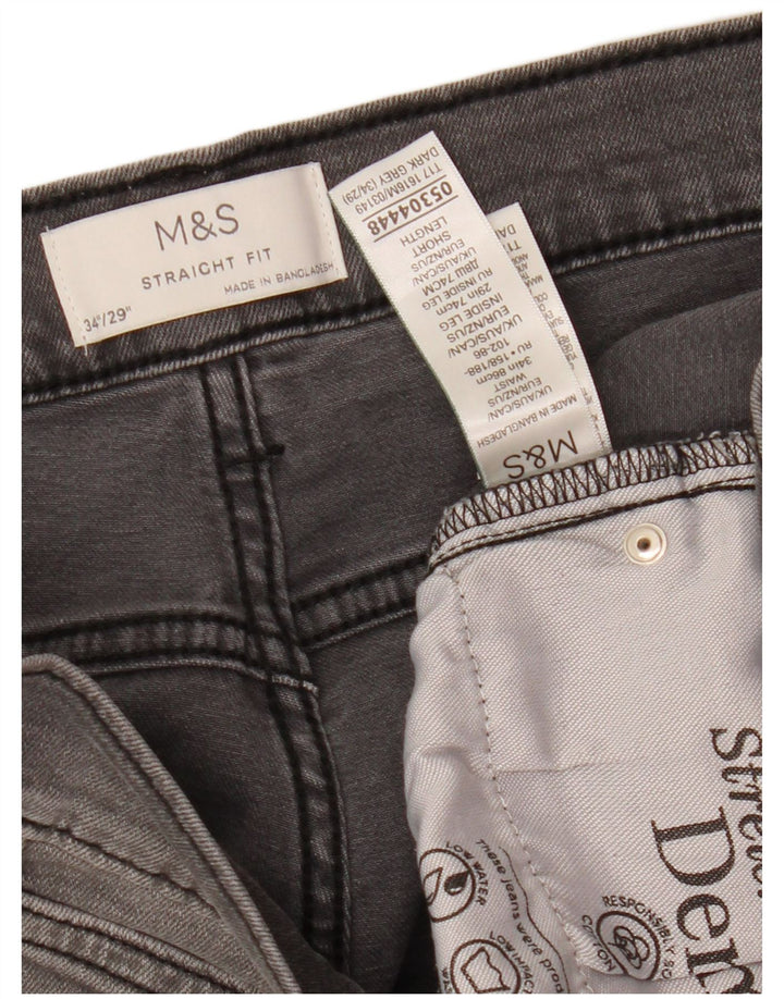 MARKS & SPENCER Herren Straight Jeans W34 L29 Graue Baumwolle