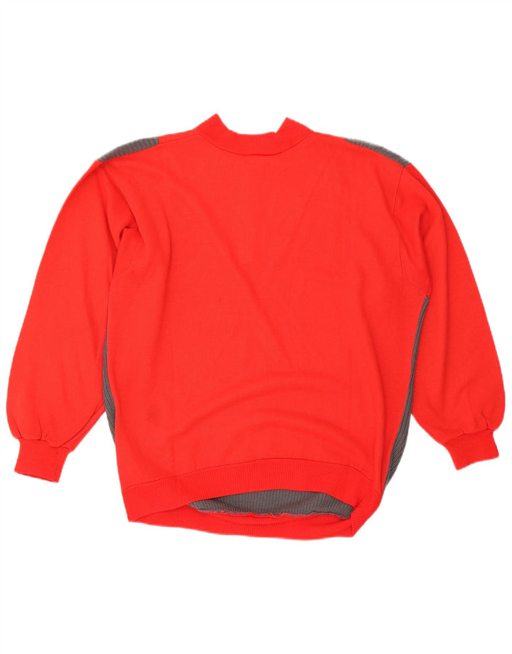 VINTAGE Herren-Sweatshirt mit Knopfkragen, Mittelrot, Farbblock