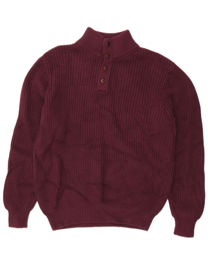 L.L.Bean Herren-Pullover mit Knopfkragen, mittelgroß, Burgunderrot, Baumwolle