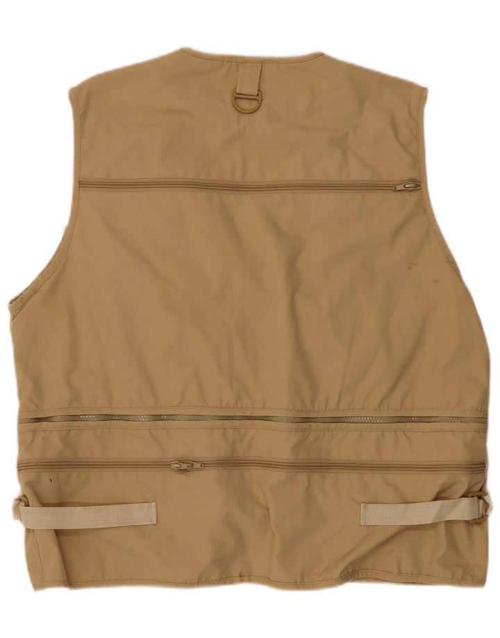 Vintage Herren Utility Gilet UK 40 Große Beige Baumwolle