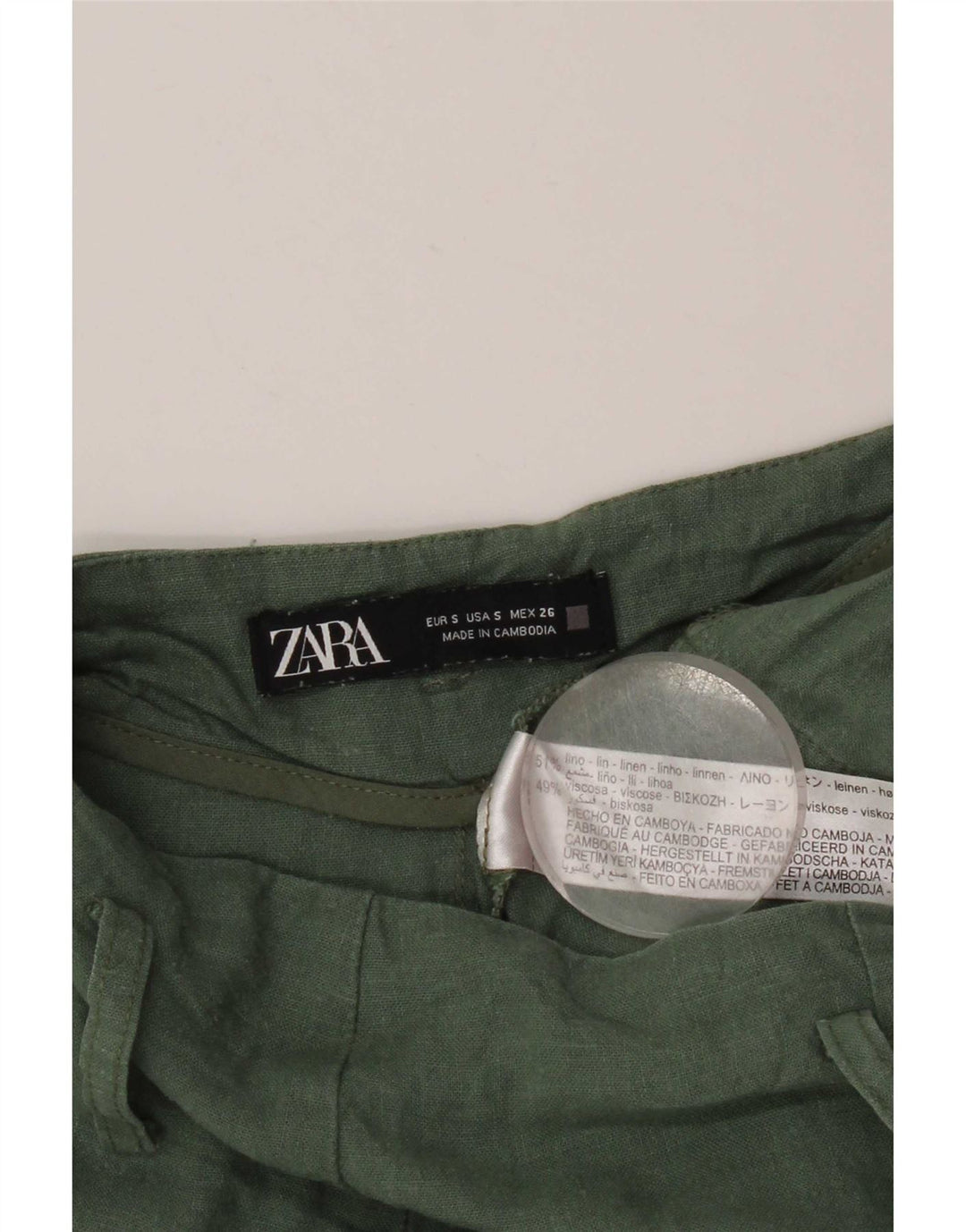 Zara Damen Cargoshorts Small W26 Grünes Leinen