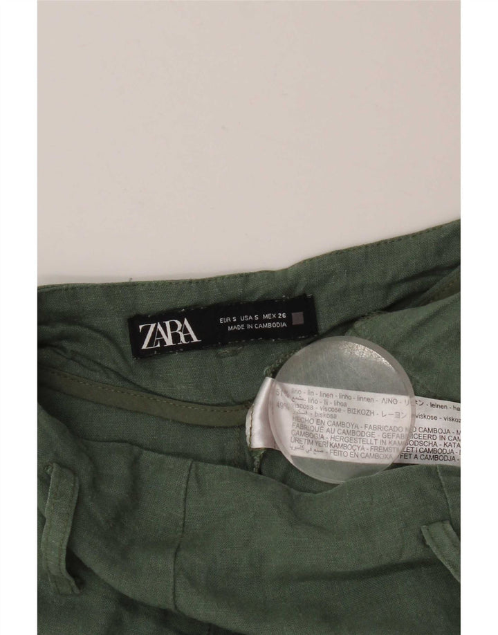Zara Damen Cargoshorts Small W26 Grünes Leinen
