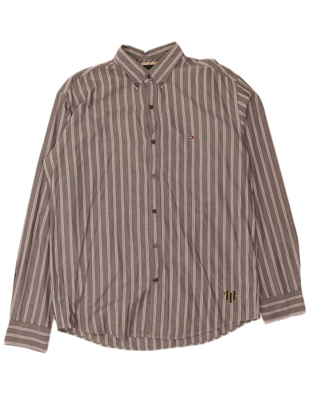 Tommy Hilfiger Herren Vintage-Fit-Hemd, groß, grau gestreift