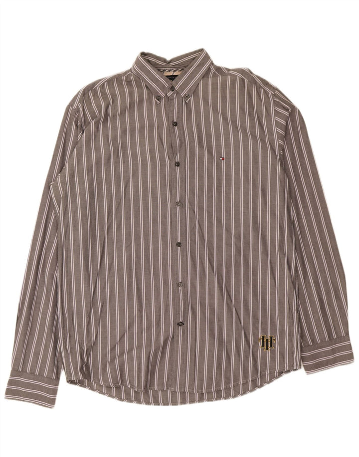 Tommy Hilfiger Herren Vintage-Fit-Hemd, groß, grau gestreift