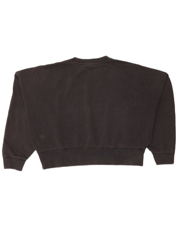 Adidas Damen Crop Oversized Sweatshirt Pullover UK 10 Small Schwarz Baumwolle