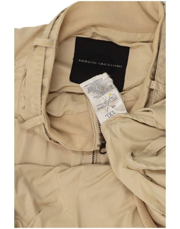 Sergio Tacchini Herren Bomberjacke UK 44 2XL Beige Baumwolle