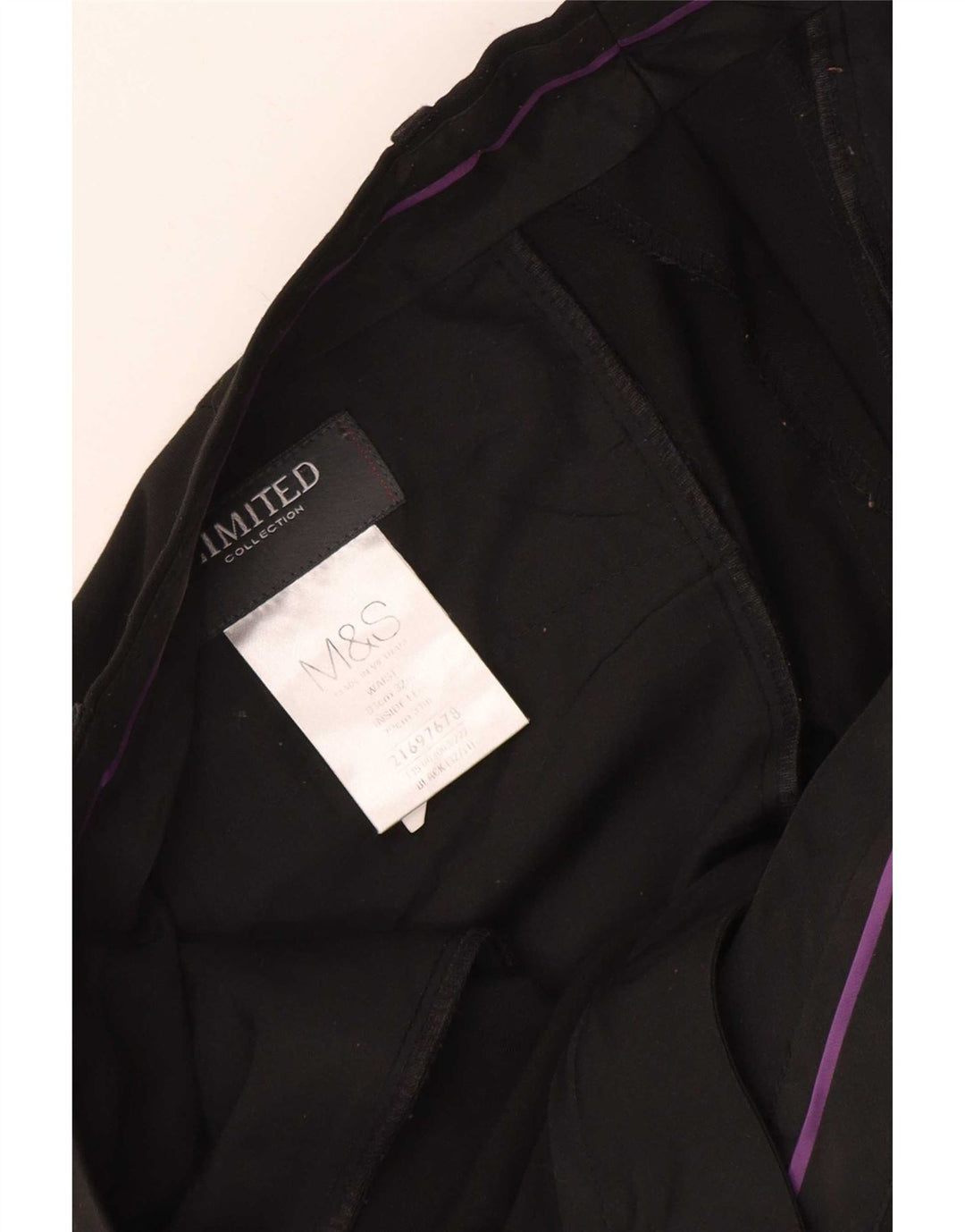 Gerade Herren-Anzughose von Marks & Spencer, W32, L31, schwarzes Polyester
