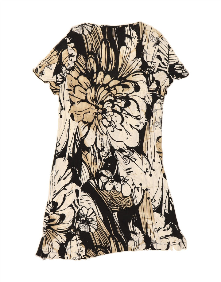 VINTAGE Womens Basic Dress UK 14 Large Black Floral Vintage Vintage and Second-Hand Vintage from Messina Hembry 