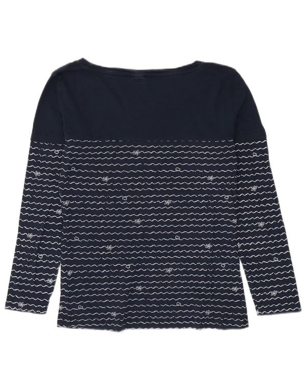 Kangaroos Damen Top Langarm UK 14/16 Large Marineblau gestreift Baumwolle