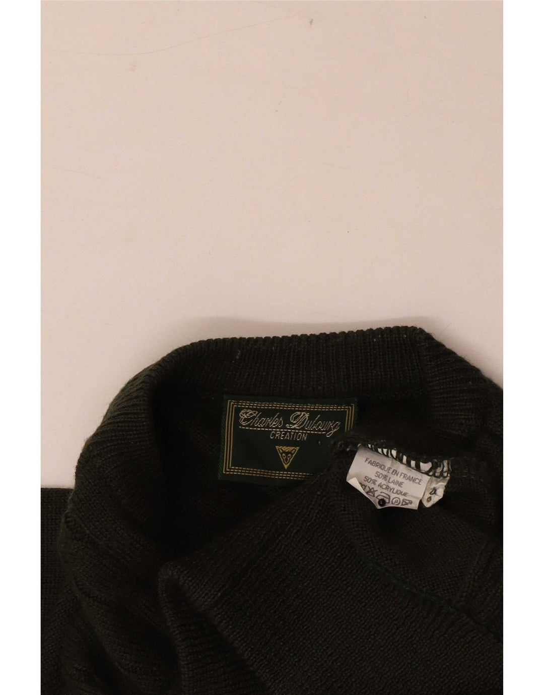 Charles Dubourg Herren-Pullover mit Rundhalsausschnitt, mittelgrüne Wolle