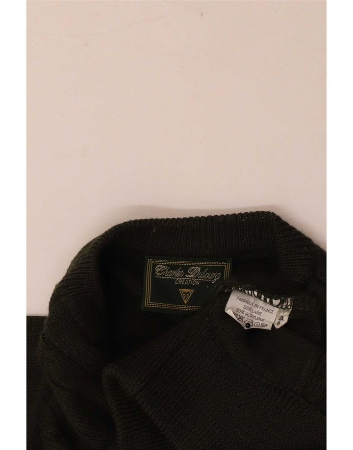 Charles Dubourg Herren-Pullover mit Rundhalsausschnitt, mittelgrüne Wolle