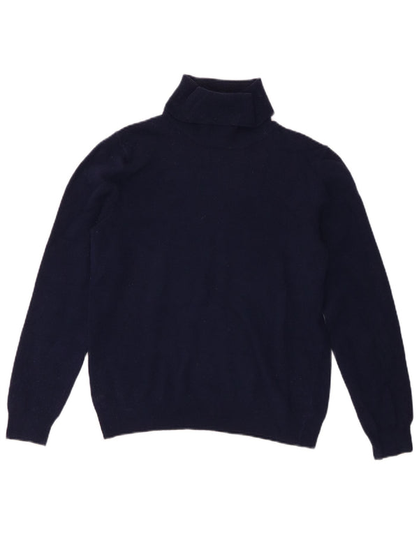Benetton Rollkragenpullover für Damen, UK 12, mittelmarineblaue Merinowolle