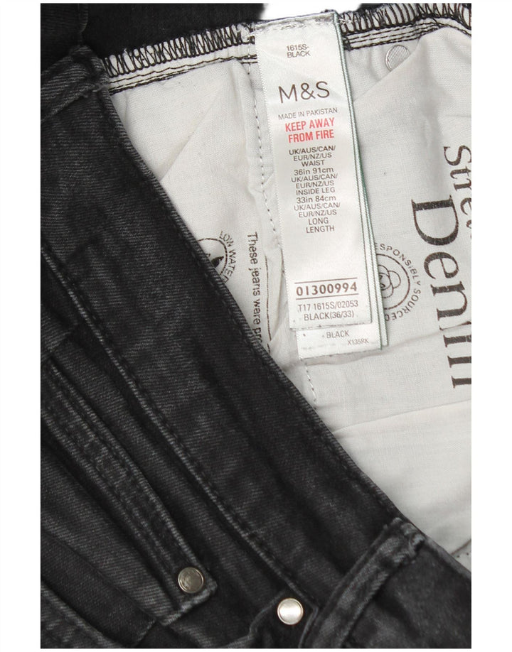 Marks & Spencer Herren Slim Jeans W36 L33 Schwarze Baumwolle