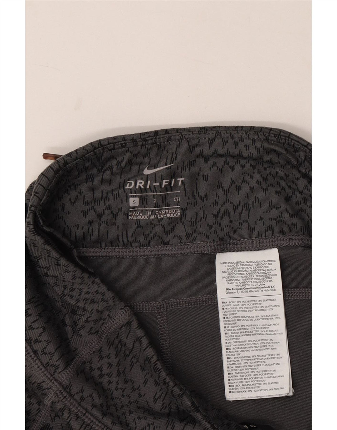 NIKE Womens Dri Fit Capri Leggings UK 8 Kleines graues Polyester mit Tiermuster