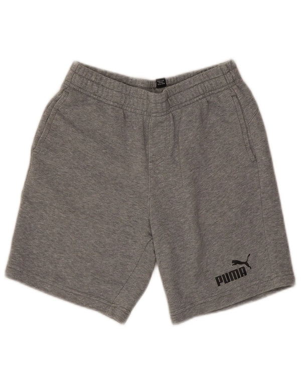 Puma Sportshorts für Jungen, 11–12 Jahre, grau gefleckte Baumwolle