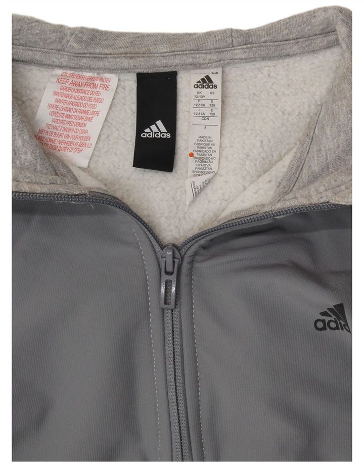 ADIDAS Kapuzenpullover mit Reißverschluss für Jungen, 12–13 Jahre, Grau, Farbblock