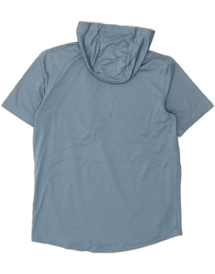 RUSSELL ATHLETIC Mens Dri-Power Hooded T-Shirt Top Medium Blue Polyester Vintage Russell Athletic and Second-Hand Russell Athletic from Messina Hembry 