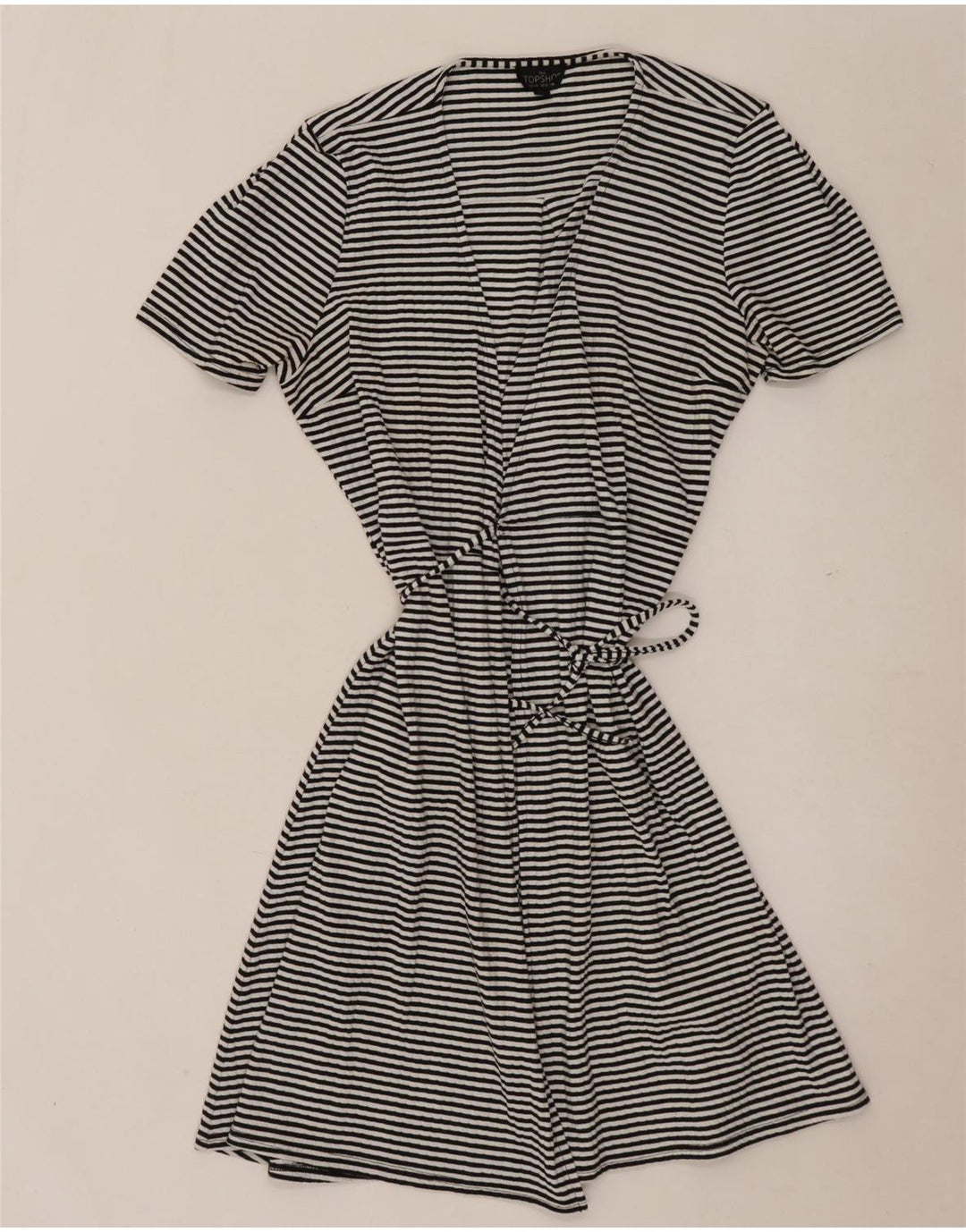 Topshop Damen Wickelkleid UK 10 Small Schwarz gestreift Polyester