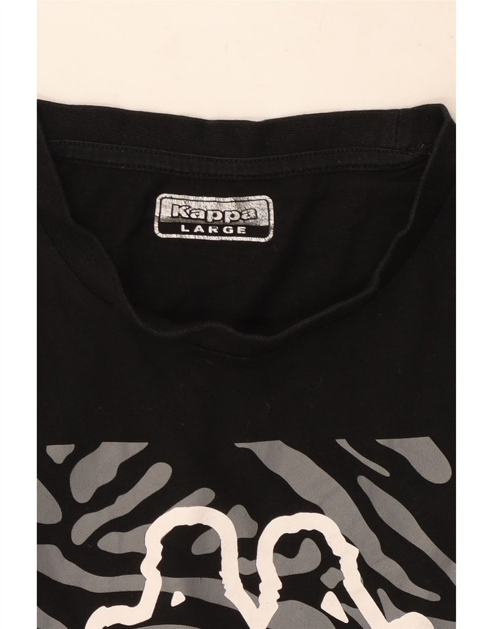 Kappa Herren T-Shirt mit Grafik, Größe L, Schwarz