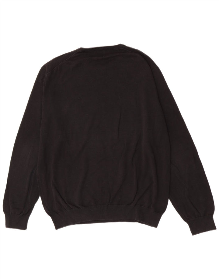 Zara Herren-Pullover mit Rundhalsausschnitt, groß, aus schwarzer Baumwolle