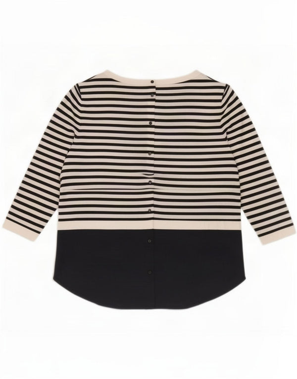 Cos Damen-Top, 3/4-Ärmel, UK 14, mittelblau, gestreift, Baumwolle