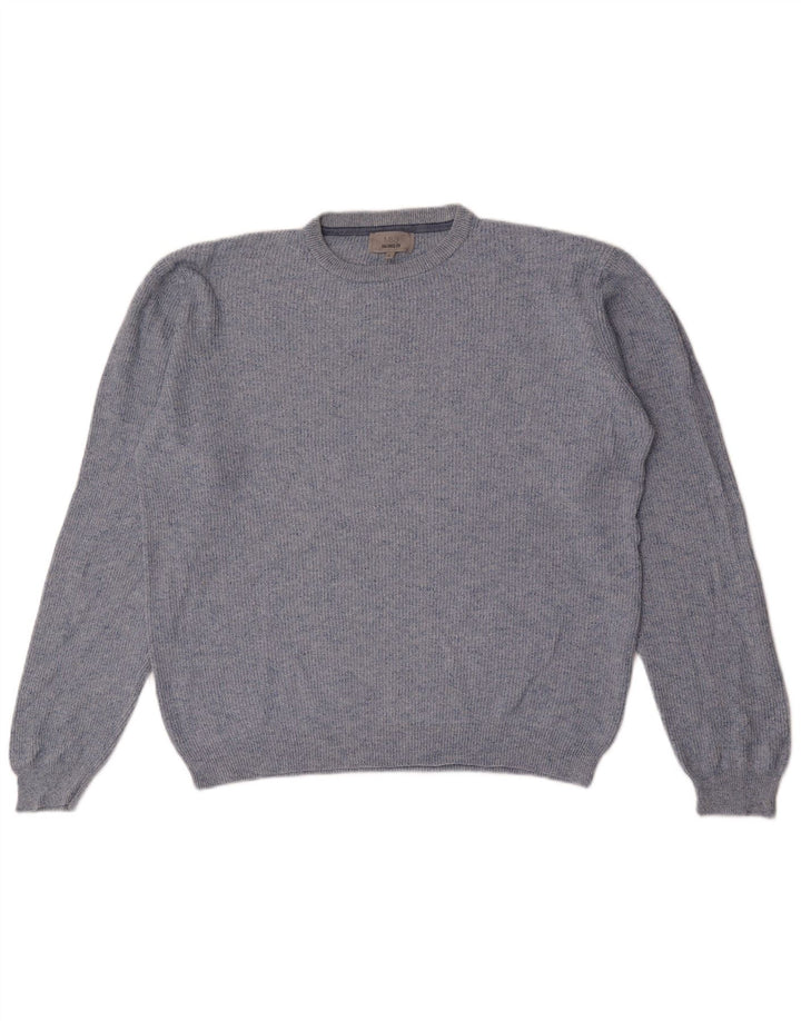 Marks & Spencer Herren-Pullover mit Rundhalsausschnitt, groß, blau meliert
