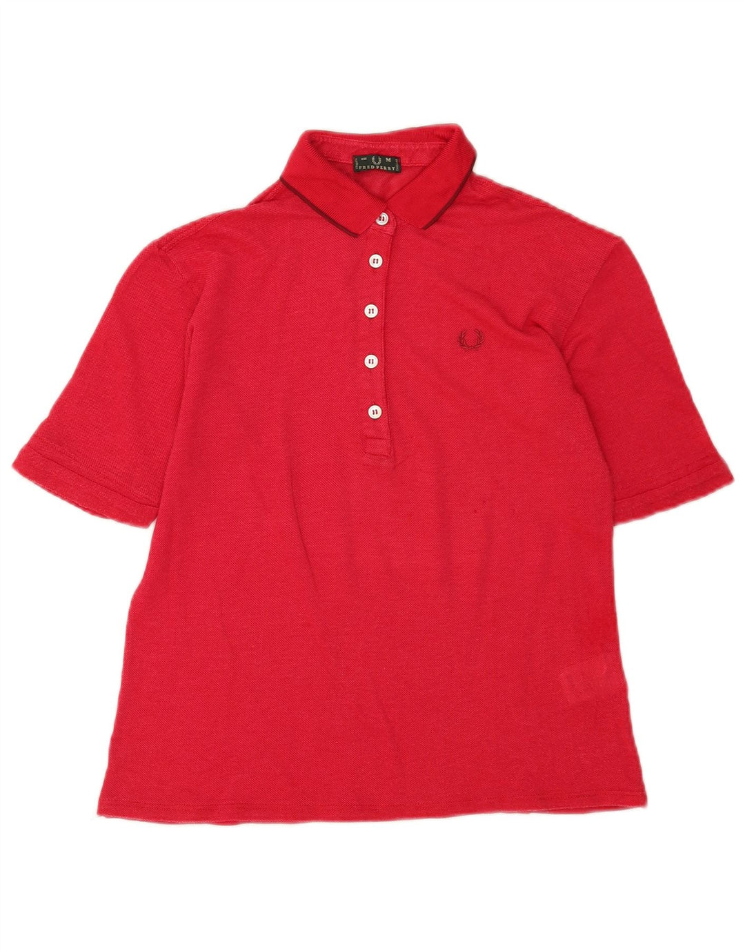 Fred Perry Damen Poloshirt UK 14 Mittelrote Viskose