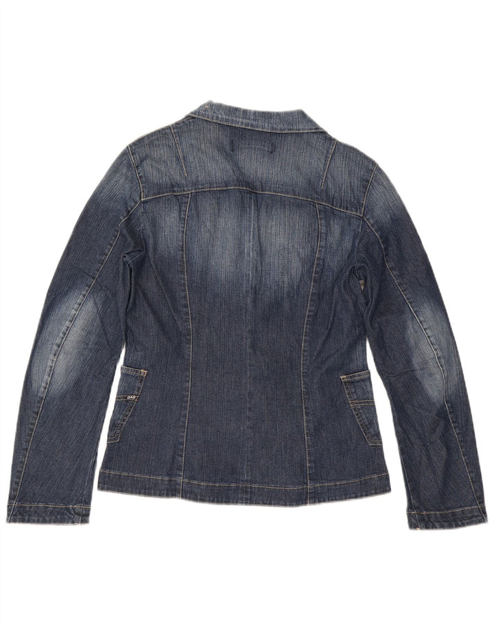 Gas Damen 3-Knopf-Denim-Blazer-Jacke, UK 14, große blaue Baumwolle