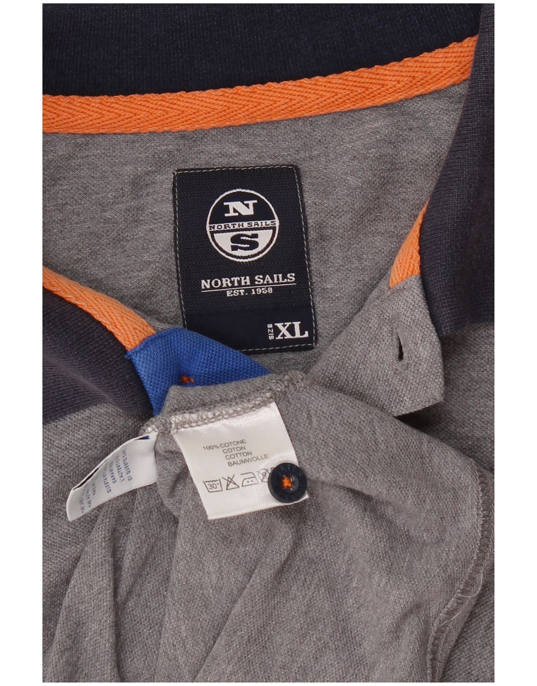 North Sails Herren-Poloshirt mit Grafik, XL, graue Baumwolle
