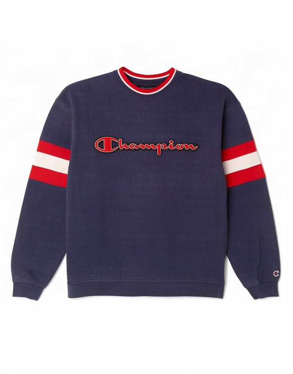 Champion Herren-Sweatshirt mit Grafik, mittelgroß, marineblau, Colourblock-Baumwolle