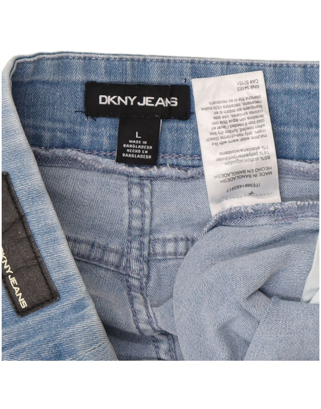 DKNY Damen Denim-Shorts, Größe L, W34, Blau, Baumwolle