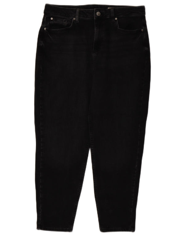 Marks & Spencer Womens Mom Tapered Jeans UK 14 Large W34 L26 Black Cotton