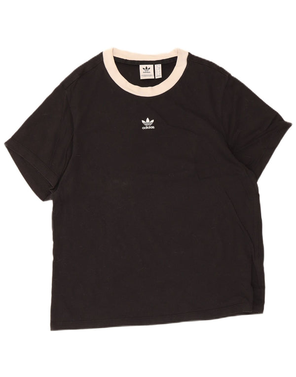Adidas Damen T-Shirt Top UK 10 Small Schwarz Baumwolle
