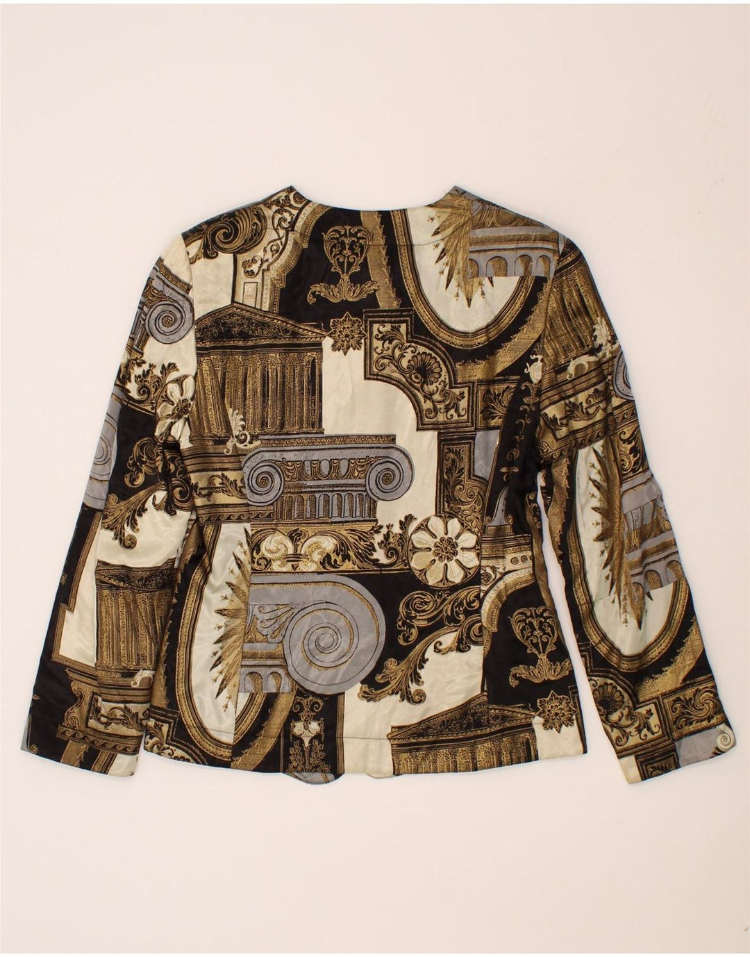 MARLY'S Womens Abstract Pattern 5 Button Blazer Jacket IT 42 Medium Beige Vintage Marly's and Second-Hand Marly's from Messina Hembry 