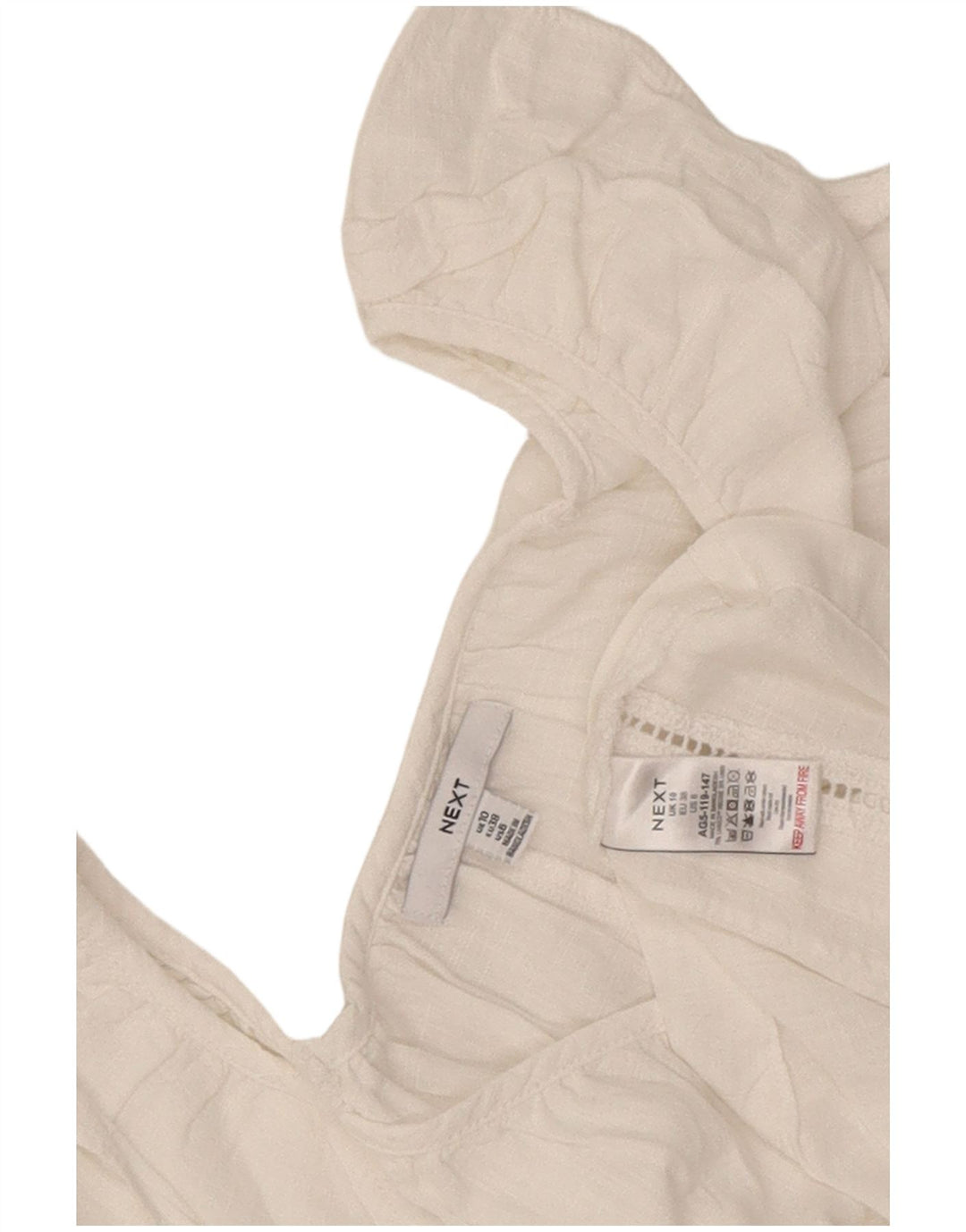 Next Ärmelloses, übergroßes Blusenoberteil für Damen, UK 10, Größe S, weiße Viskose