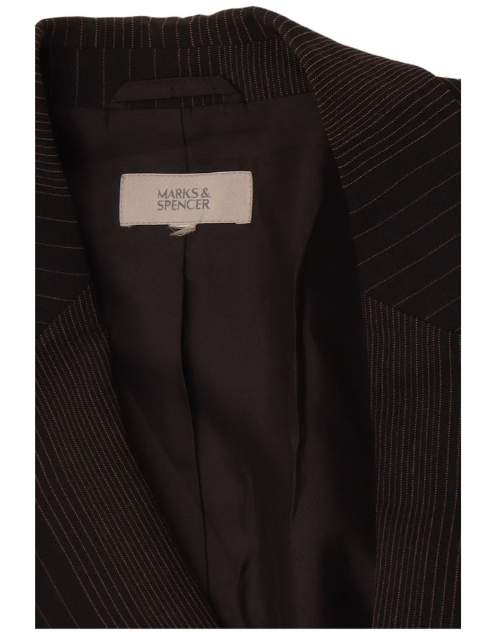 Marks & Spencer Damen-Blazer mit 2 Knöpfen, Gr. 14, Schwarz, Nadelstreifen