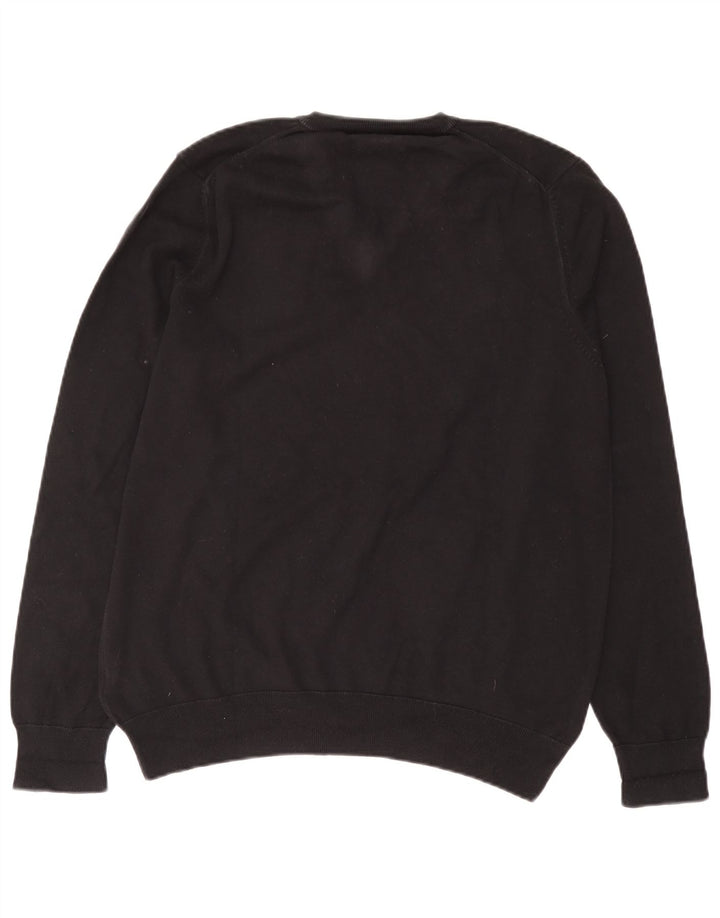 Marks & Spencer Herren-Pullover mit V-Ausschnitt, groß, aus schwarzer Baumwolle