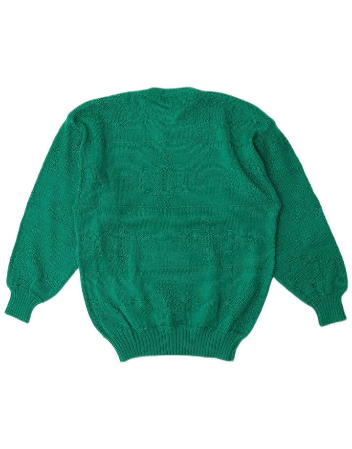 VINTAGE Herren Pullover mit Rundhalsausschnitt Mittelgrün