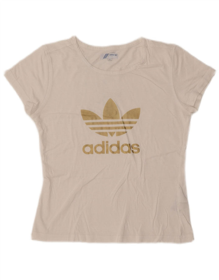 Adidas Damen Grafik T-Shirt Top EU 36 Small Weiße Baumwolle