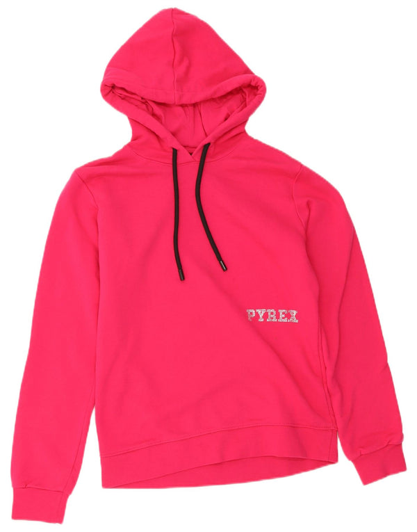 Pyrex Womens Graphic Hoodie Pullover UK 10 Small Rosa Baumwolle