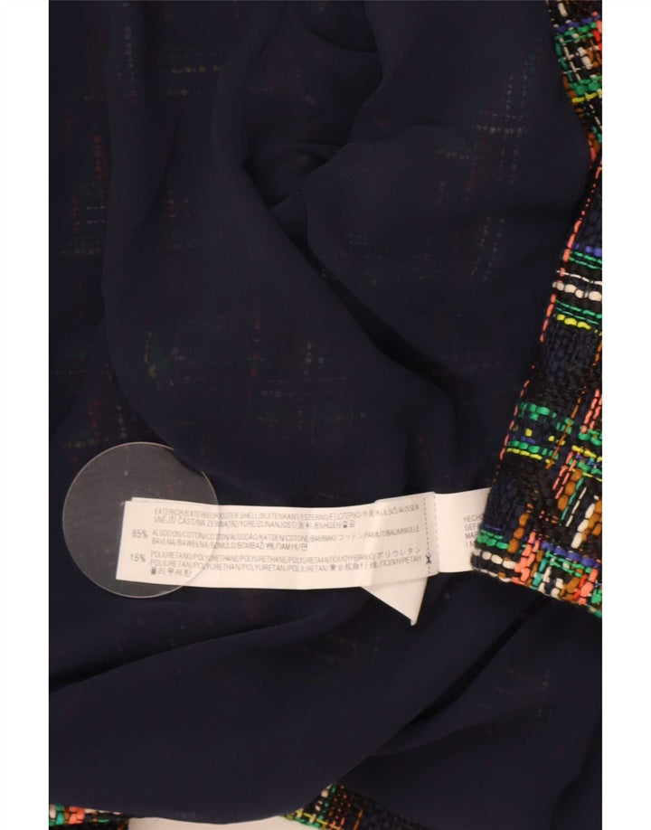 Zara Damen Crop Open Blazer Jacke UK 10 Small Mehrfarbig kariert Baumwolle