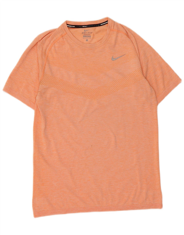 Nike Herren Dri Fit T-Shirt Top Small Orange gestreift