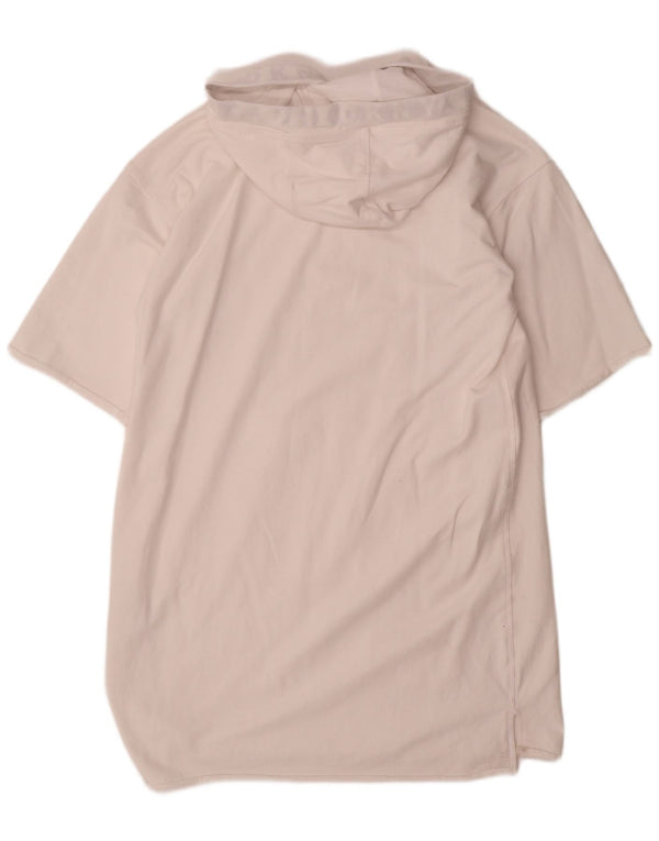 Dkny Womens Short Sleeves Hoodie Dress UK 14 Mittelweiße Baumwolle
