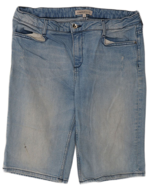 Marks & Spencer Damen Bermuda Denim Shorts UK 16 Large W32 Blaue Baumwolle