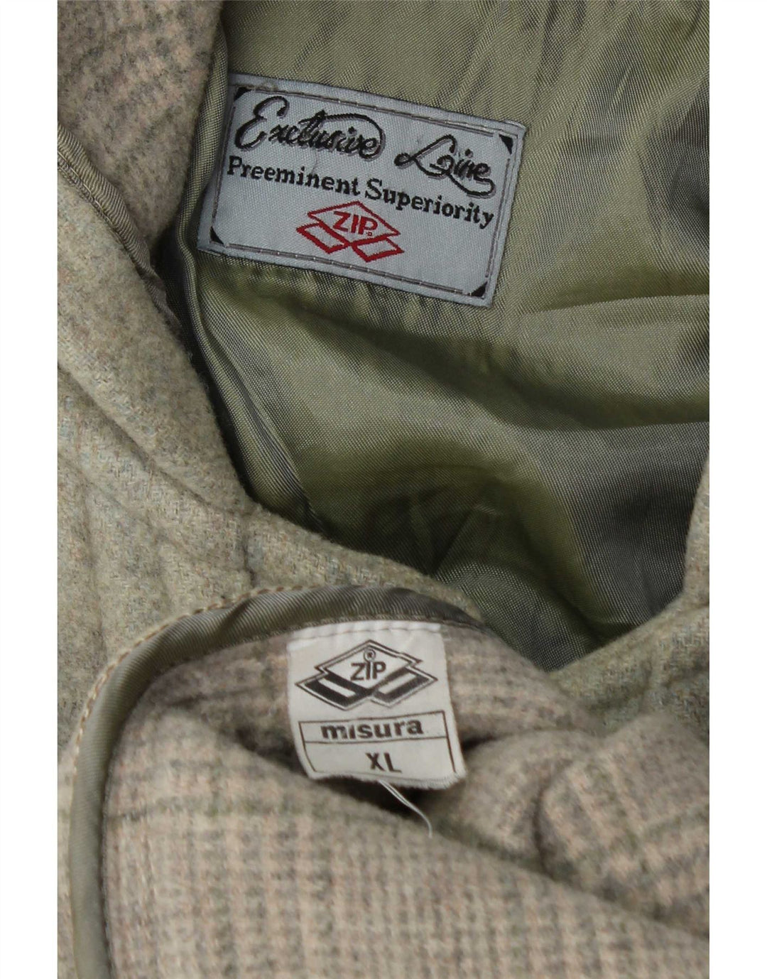 Zip Herren Dufflecoat mit Kapuze UK 42 XL Khaki Wolle
