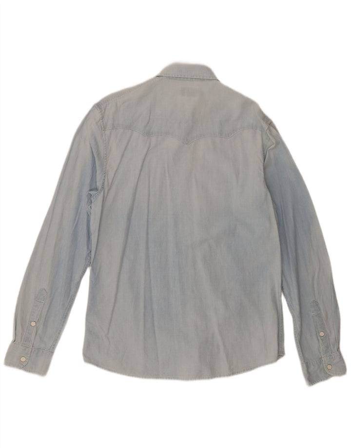 Wrangler Herren Regular-Hemd aus mittelblauer Baumwolle