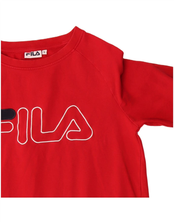 Fila Damen Grafik-Sweatshirt-Pullover UK 10 Small Rote Baumwolle