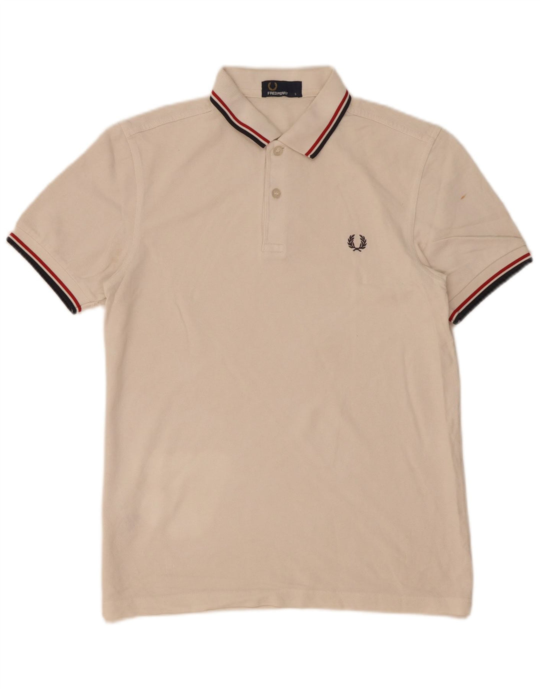 Fred Perry Herren-Poloshirt, klein, weiß gestreift, Baumwolle